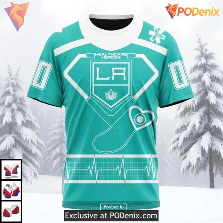Honoring Healthcare Heroes Tribute Custom Los Angeles Kings Graphic Hoodie NHL 3D - 2