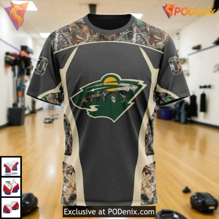 Hunting Camo Inspired NHL Minnesota Wild Unisex Hoodie 3D - 2