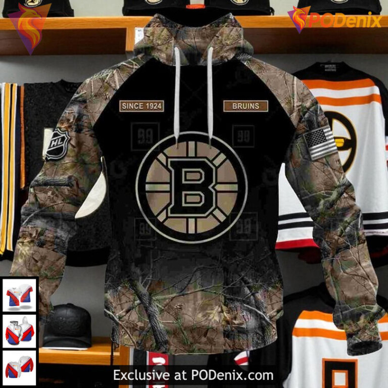 Hunting Camouflage Boston Bruins Hoodie 3D Custom NHL Sweatshirt Shirt Design - 1