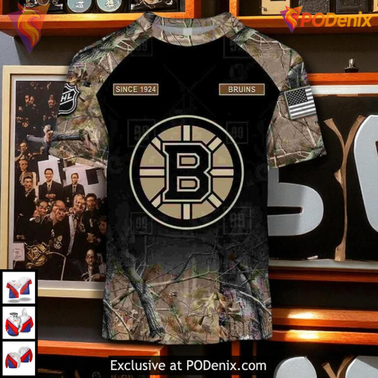 Hunting Camouflage Boston Bruins Hoodie 3D Custom NHL Sweatshirt Shirt Design - 2