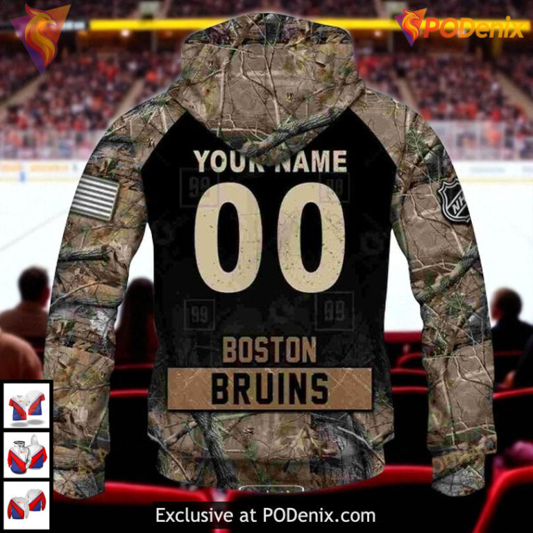 Hunting Camouflage Boston Bruins Hoodie 3D Custom NHL Sweatshirt Shirt Design - 5