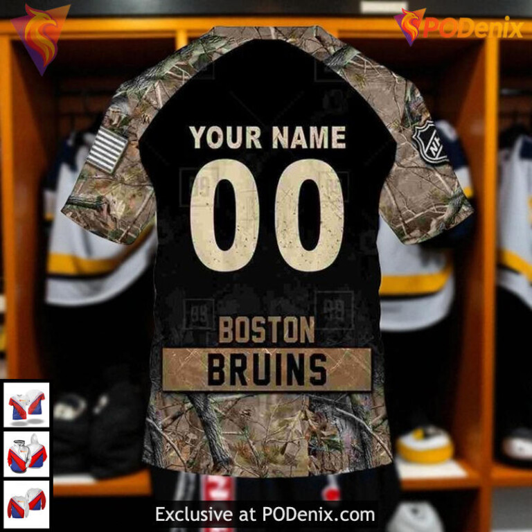 Hunting Camouflage Boston Bruins Hoodie 3D Custom NHL Sweatshirt Shirt Design - 6