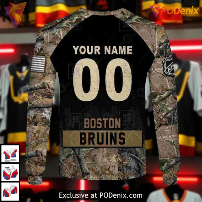 Hunting Camouflage Boston Bruins Hoodie 3D Custom NHL Sweatshirt Shirt Design - 7