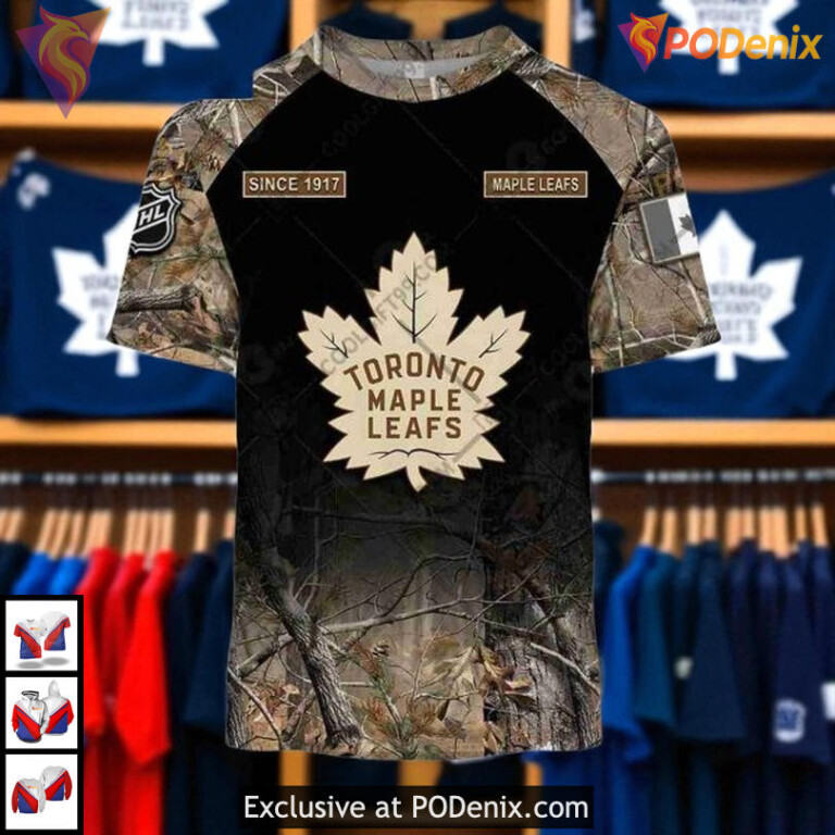 Hunting Camouflage Design Retro Toronto Maple Leafs Hoodie, Custom Sweatshirt 3D - 1
