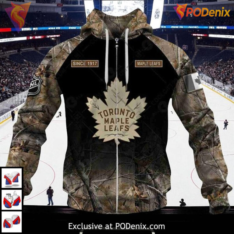 Hunting Camouflage Design Retro Toronto Maple Leafs Hoodie, Custom Sweatshirt 3D - 2