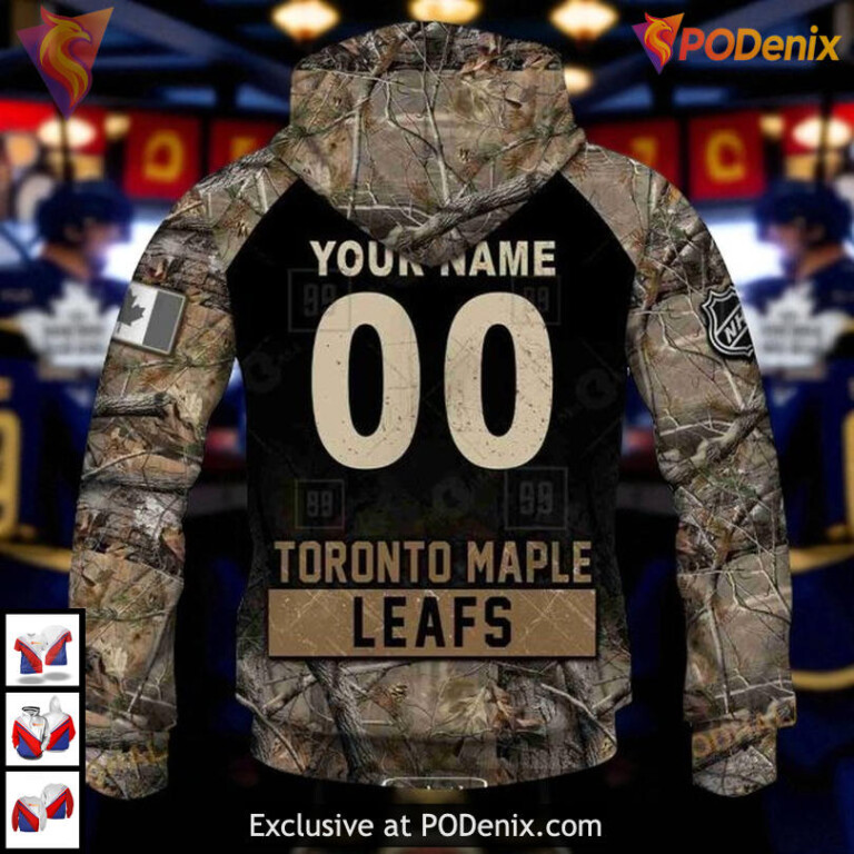 Hunting Camouflage Design Retro Toronto Maple Leafs Hoodie, Custom Sweatshirt 3D - 3