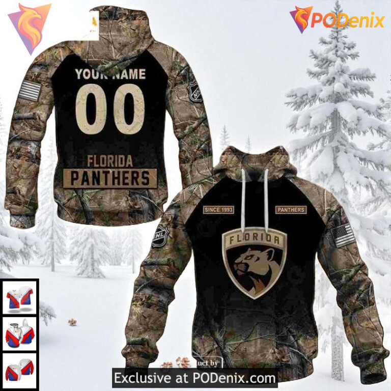 Hunting Camouflage Graphic Design Custom Florida Panthers Pullover Hoodie 3D