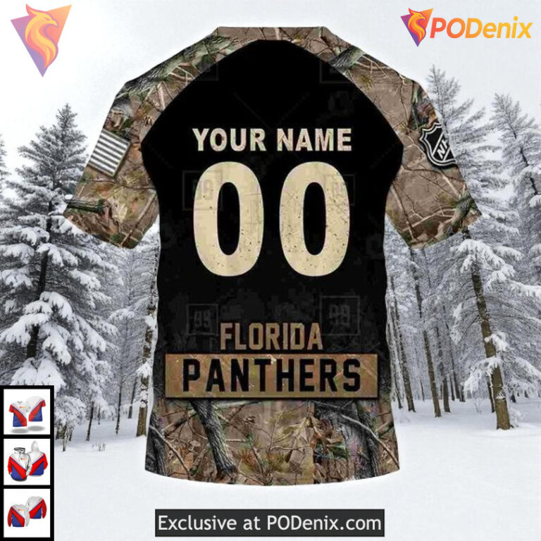 Hunting Camouflage Graphic Design Custom Florida Panthers Pullover Hoodie 3D - 5