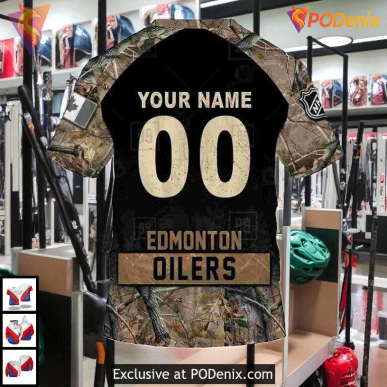 Hunting Camouflage Outdoor Concept NHL Retro Edmonton Oilers Hoodie 3D - 5
