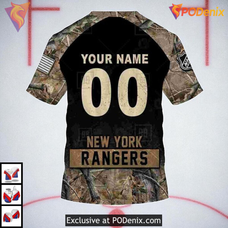Hunting Camouflage Outdoor Look In New York Rangers Mens Hoodie Custom 3D - 6