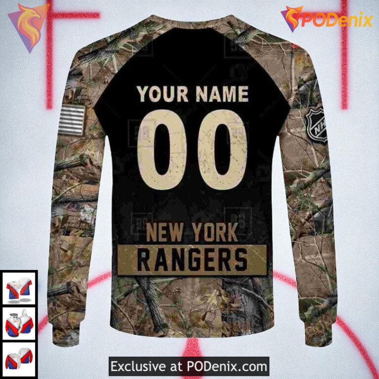 Hunting Camouflage Outdoor Look In New York Rangers Mens Hoodie Custom 3D - 7