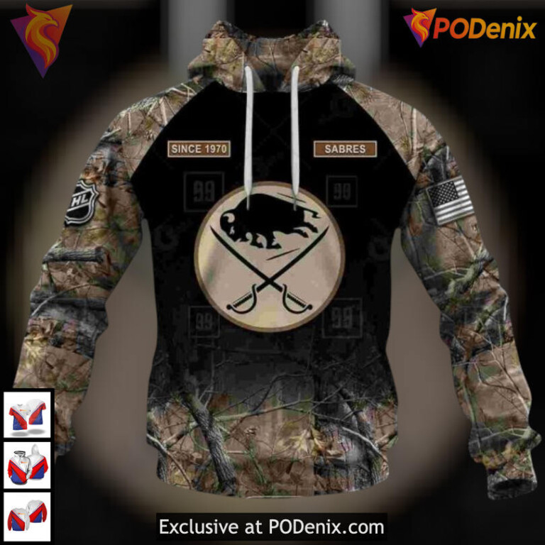 Hunting Camouflage Outdoor Style NHL Buffalo Sabres Christmas Hoodie 3D Sweatshirt - 1