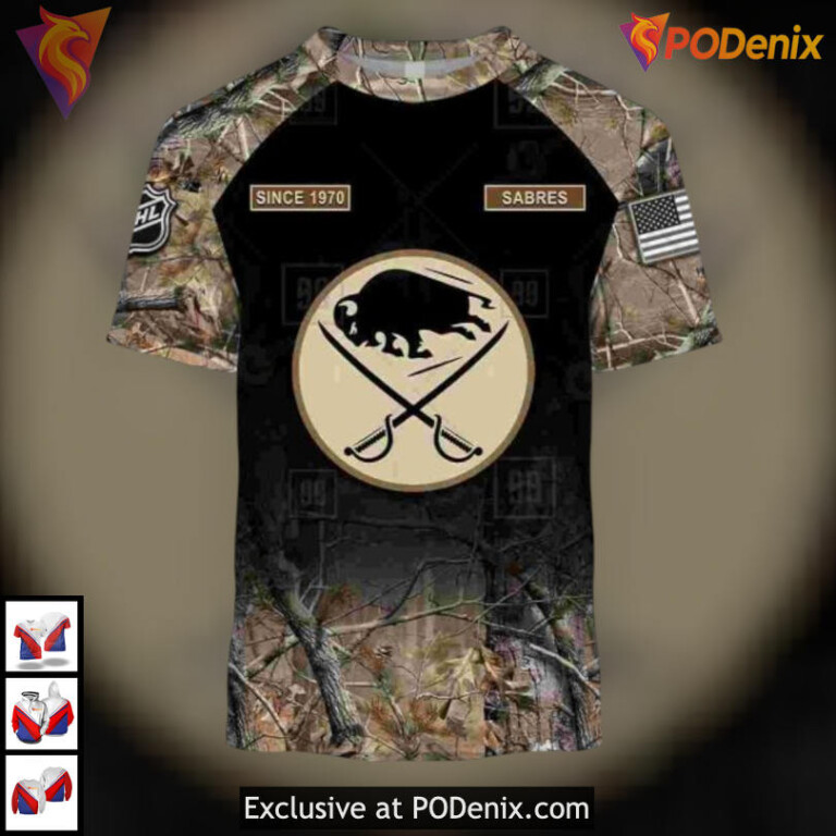 Hunting Camouflage Outdoor Style NHL Buffalo Sabres Christmas Hoodie 3D Sweatshirt - 2