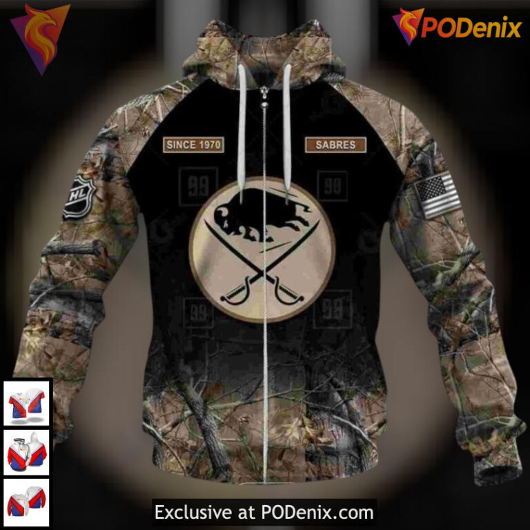 Hunting Camouflage Outdoor Style NHL Buffalo Sabres Christmas Hoodie 3D Sweatshirt - 3