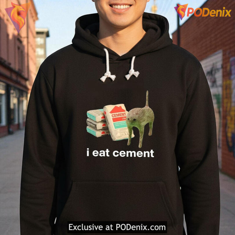 I Eat Cement Funny Cat Meme Parody T Shirt