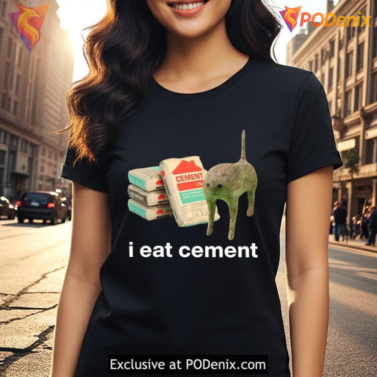 I Eat Cement Funny Cat Meme Parody T Shirt - 2