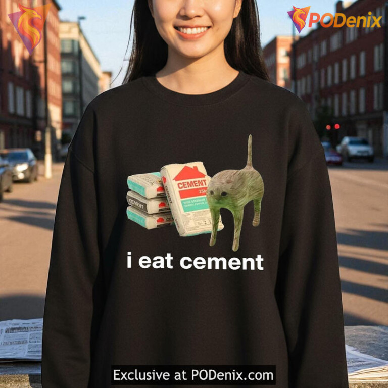 I Eat Cement Funny Cat Meme Parody T Shirt - 3