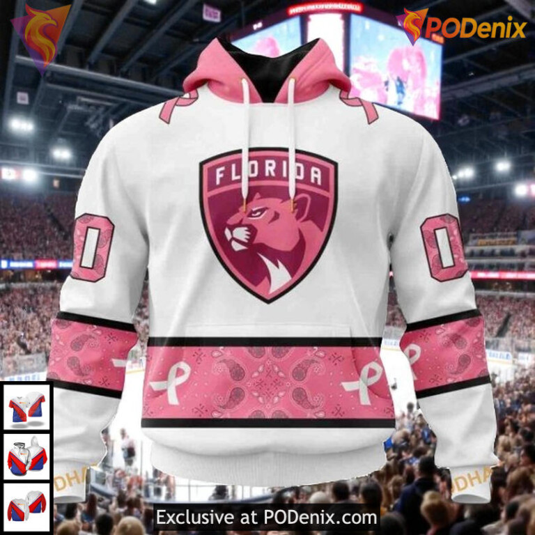 In October We Wear Pink Breast Cancer Custom Florida Panthers All Over Print Hoodie