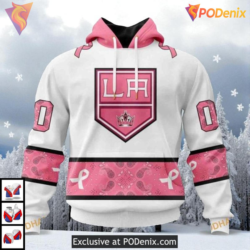 In October We Wear Pink Breast Cancer Custom Los Angeles Kings Christmas Hoodie