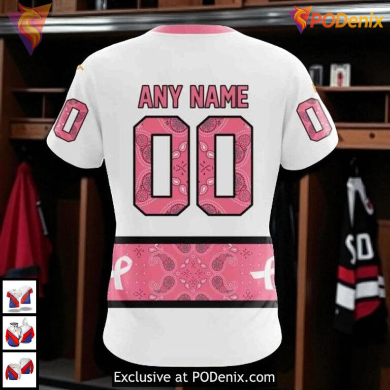 In October We Wear Pink Breast Cancer Custom Retro San Jose Sharks Hoodie 3D - 3