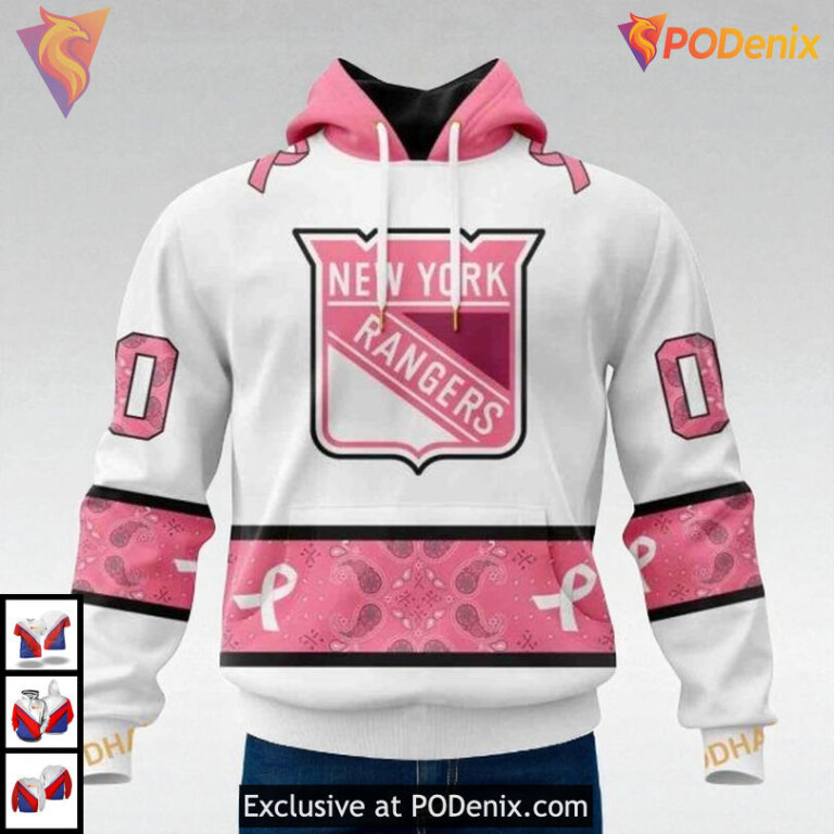 In October We Wear Pink Breast Cancer Holiday New York Rangers Hoodie 3D