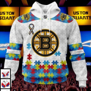 Inclusive Autism Awareness Boston Bruins Retro Hoodie Fearless Together