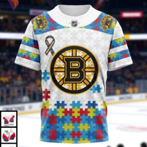 Inclusive Autism Awareness Boston Bruins Retro Hoodie Fearless Together - 2