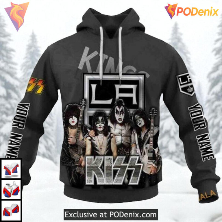 Kiss Band Rock Style Concept Custom Los Angeles Kings Pullover Hoodie NHL 3D