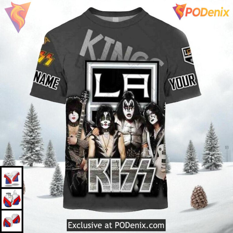 Kiss Band Rock Style Concept Custom Los Angeles Kings Pullover Hoodie NHL 3D - 1