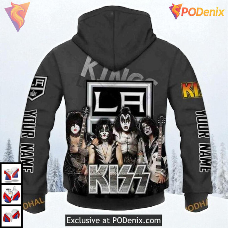 Kiss Band Rock Style Concept Custom Los Angeles Kings Pullover Hoodie NHL 3D - 2