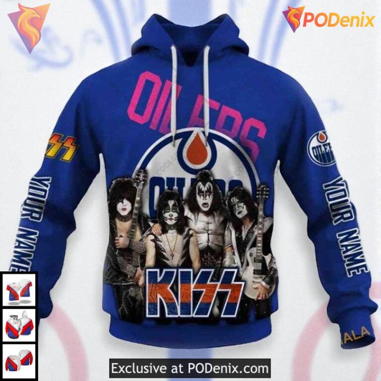Kiss Band Rock Style Tribute NHL Edmonton Oilers Christmas Hoodie 3D