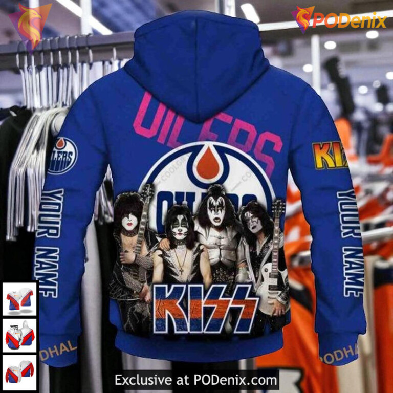 Kiss Band Rock Style Tribute NHL Edmonton Oilers Christmas Hoodie 3D - 2
