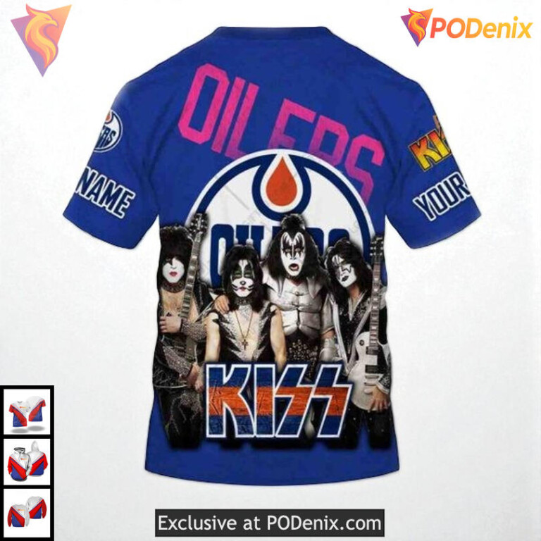 Kiss Band Rock Style Tribute NHL Edmonton Oilers Christmas Hoodie 3D - 3