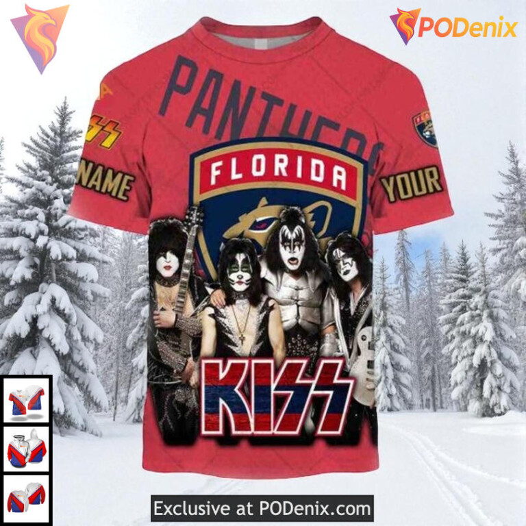 Kiss Band Rock Theme Custom Florida Panthers Sweatshirt Hoodie NHL 3D - 1