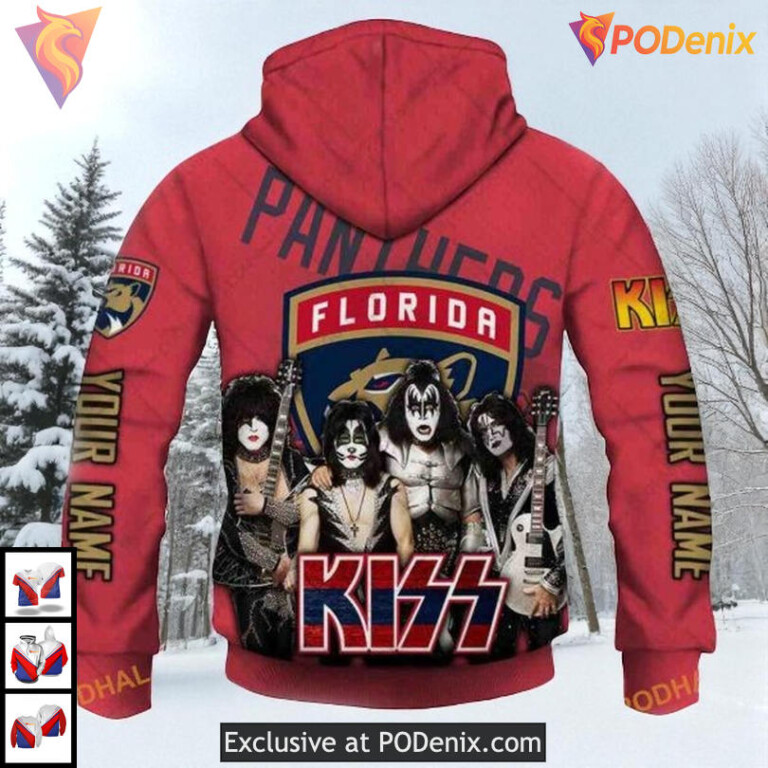 Kiss Band Rock Theme Custom Florida Panthers Sweatshirt Hoodie NHL 3D - 2