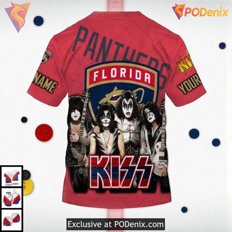 Kiss Band Rock Theme Custom Florida Panthers Sweatshirt Hoodie NHL 3D - 3