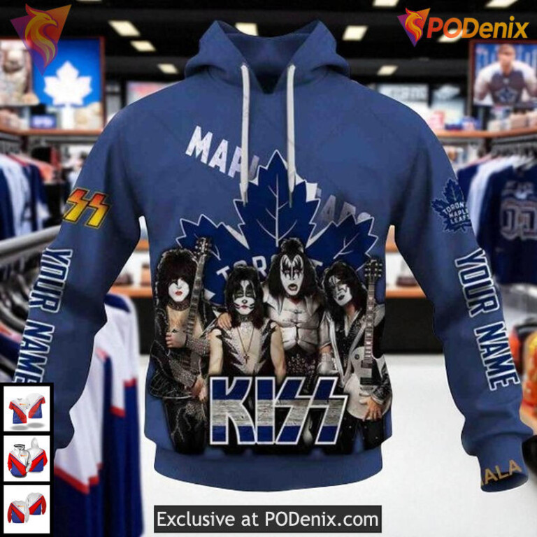 Kiss Band Style Personalized Toronto Maple Leafs Hoodie, Custom NHL 3D Shirt