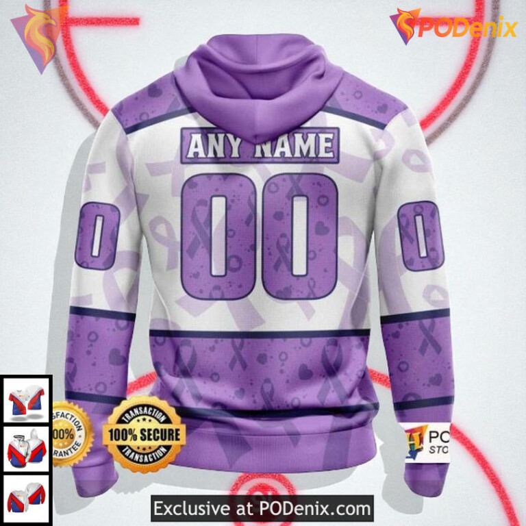 Lavender Cancer Awareness Apparel Custom New York Rangers Hoodie 3D NHL - 1