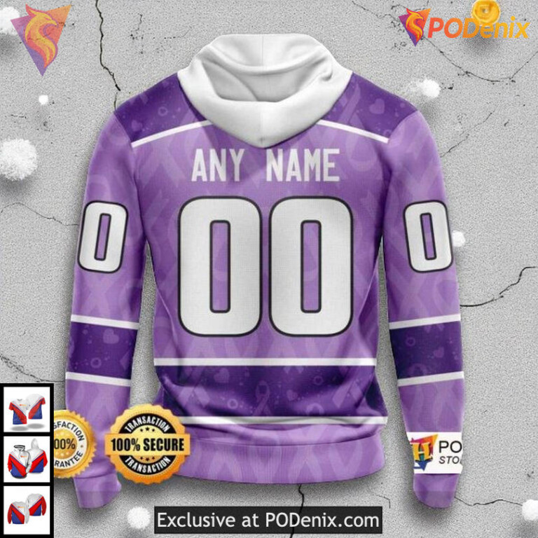 Lavender Cancer Awareness NHL New York Rangers Pullover Hoodie, 3D Design - 1