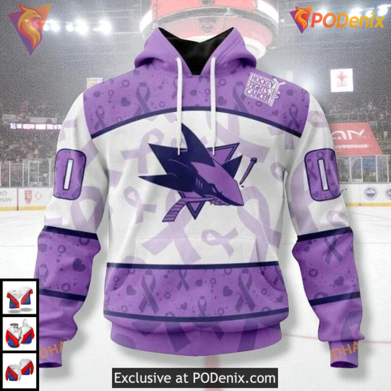 Lavender Cancer Awareness Tribute Custom Custom Name San Jose Sharks Hoodie 3D