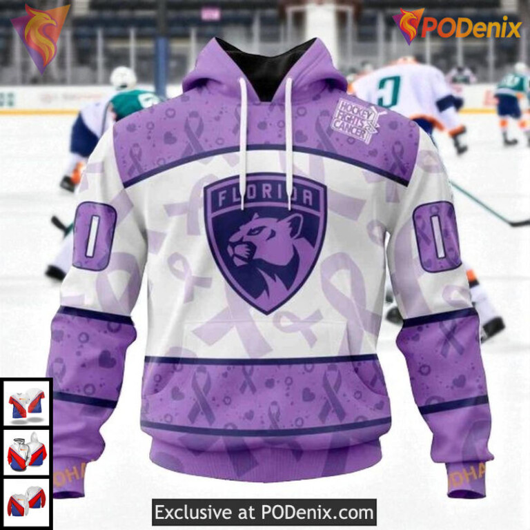 Lavender Cancer Awareness Tribute Custom Florida Panthers Zip Up Hoodie NHL 3D
