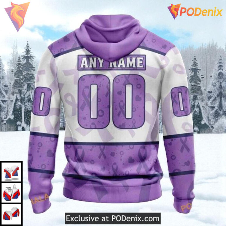 Lavender Cancer Awareness Tribute Custom Florida Panthers Zip Up Hoodie NHL 3D - 1