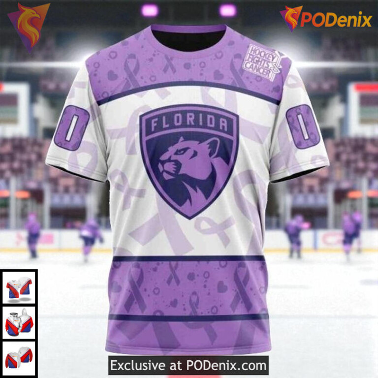 Lavender Cancer Awareness Tribute Custom Florida Panthers Zip Up Hoodie NHL 3D - 2