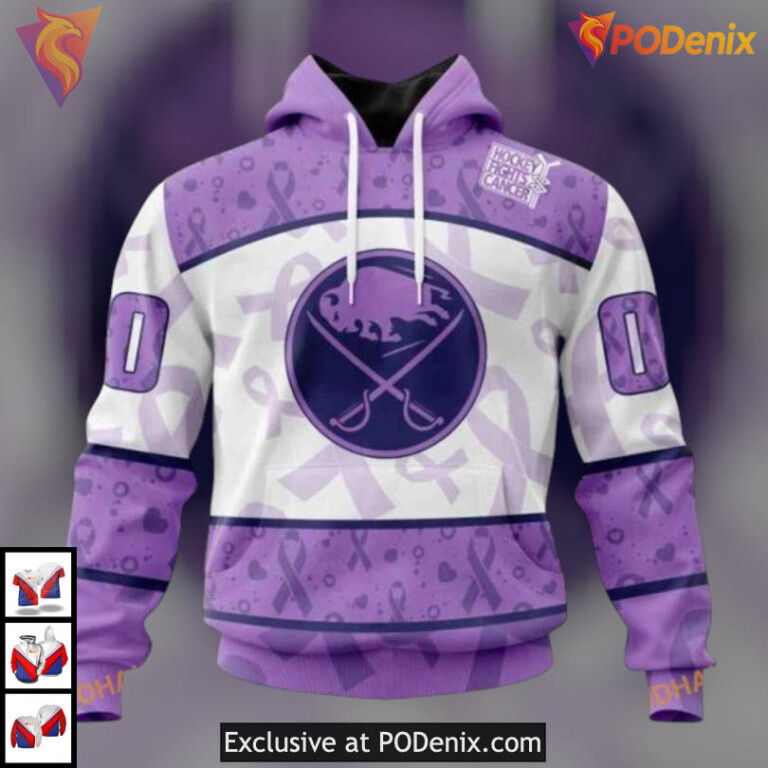 Lavender Cancer Awareness Tribute NHL Buffalo Sabres All Over Print Hoodie 3D