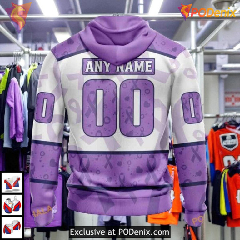 Lavender Cancer Awareness Tribute NHL Custom Edmonton Oilers Hoodie 3D - 1