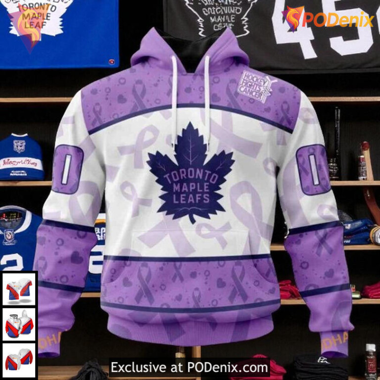 Lavender Fight Cancer Toronto Maple Leafs 3D Hoodie, Custom NHL Awareness Design
