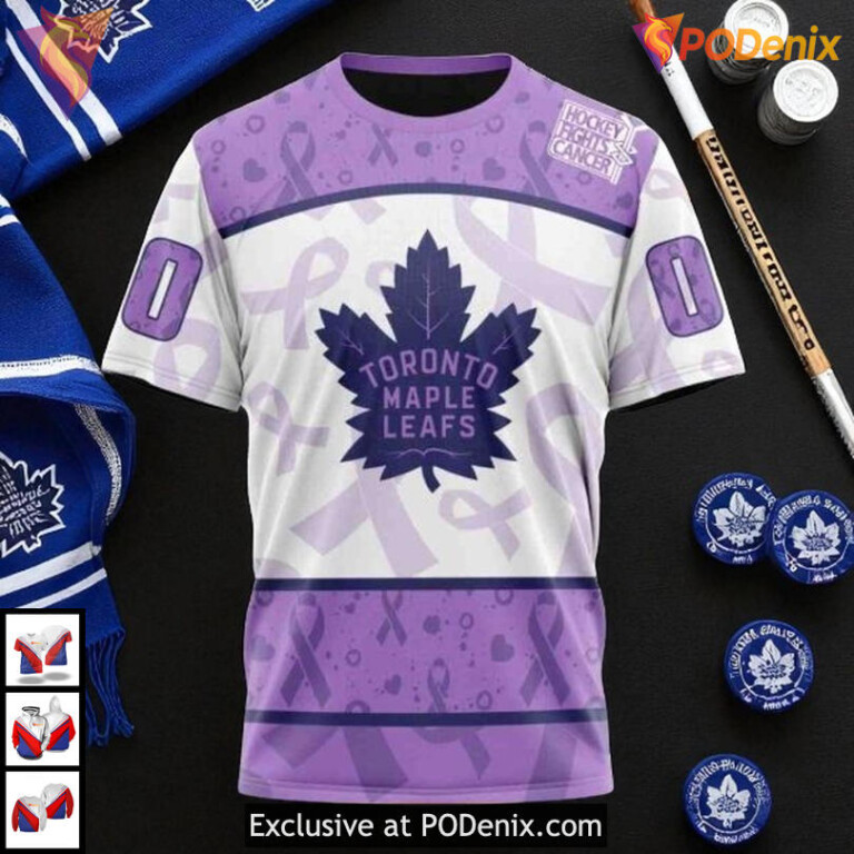 Lavender Fight Cancer Toronto Maple Leafs 3D Hoodie, Custom NHL Awareness Design - 2
