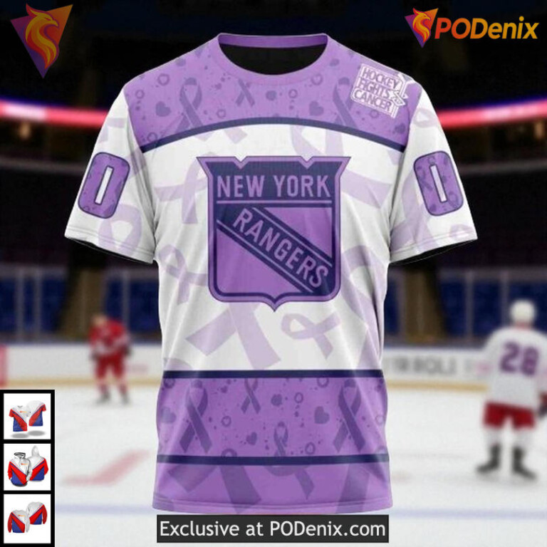 Lavender Fight Cancer Vintage New York Rangers Hoodie, Custom NHL 3D Design - 2