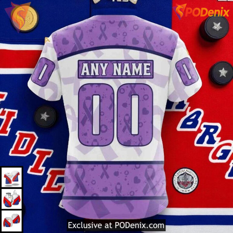 Lavender Fight Cancer Vintage New York Rangers Hoodie, Custom NHL 3D Design - 3