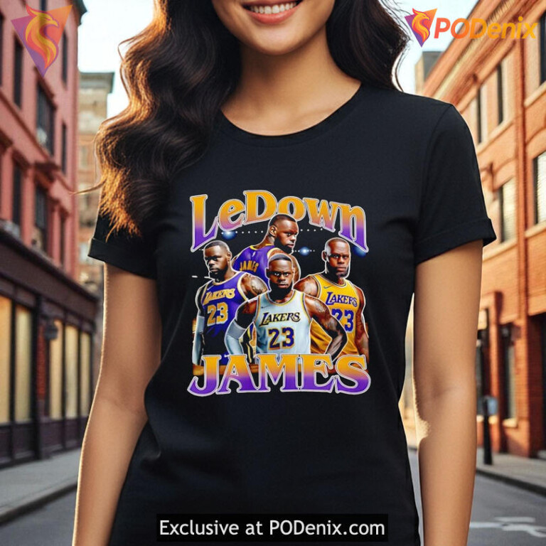 LeDown James Funny Meme Shirt Lakers Parody Basketball Graphic Design - 1